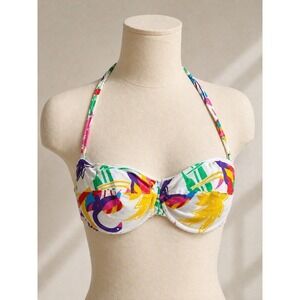 Vintage 90s Formfit Bikini Top Bra‎ NOS Deadstock 34C Colorful Print